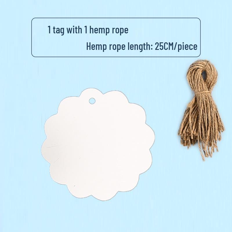 50x30 Kraft Paper Flower Head Blank Hang Tag - European Handwritten Message Bookmark Gift