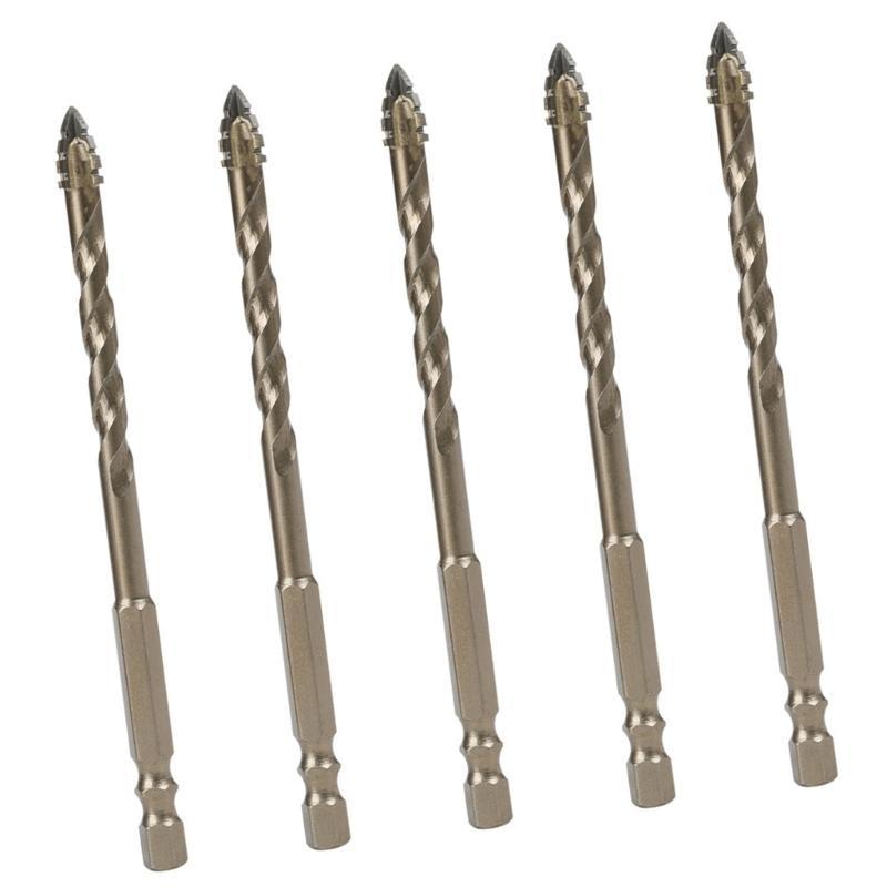 5pcs Hexagonal Shank Tooth Eccentric Drill Bits for Ceramic and Concrete