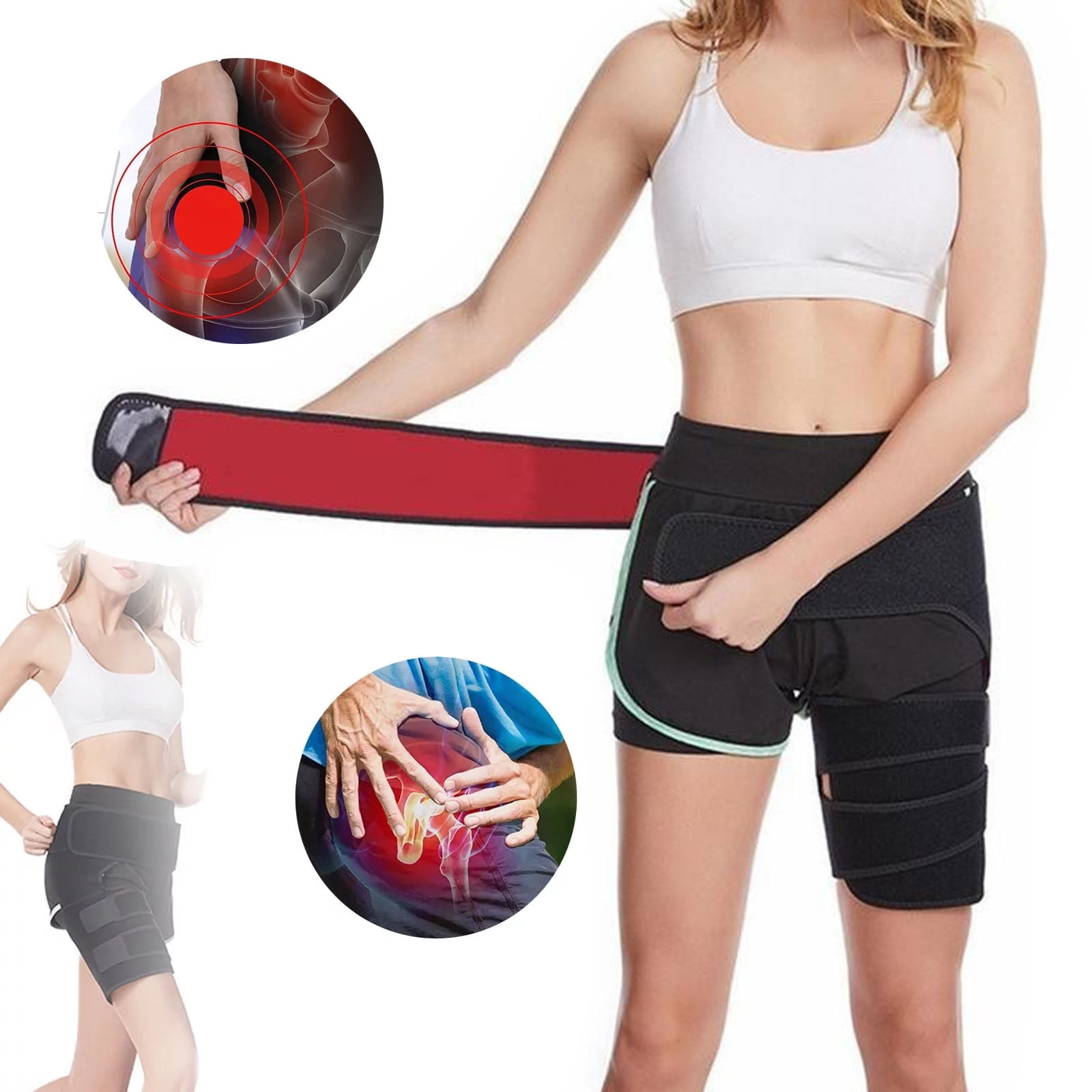 

Компрессионный бандаж для бедра и тазобедренного сустава - облегчение ишиаса, регулируемый пояс для поддержки паха для мужчин и женщин | Идеально подходит для снятия мышечного напряжения и управления болью красный