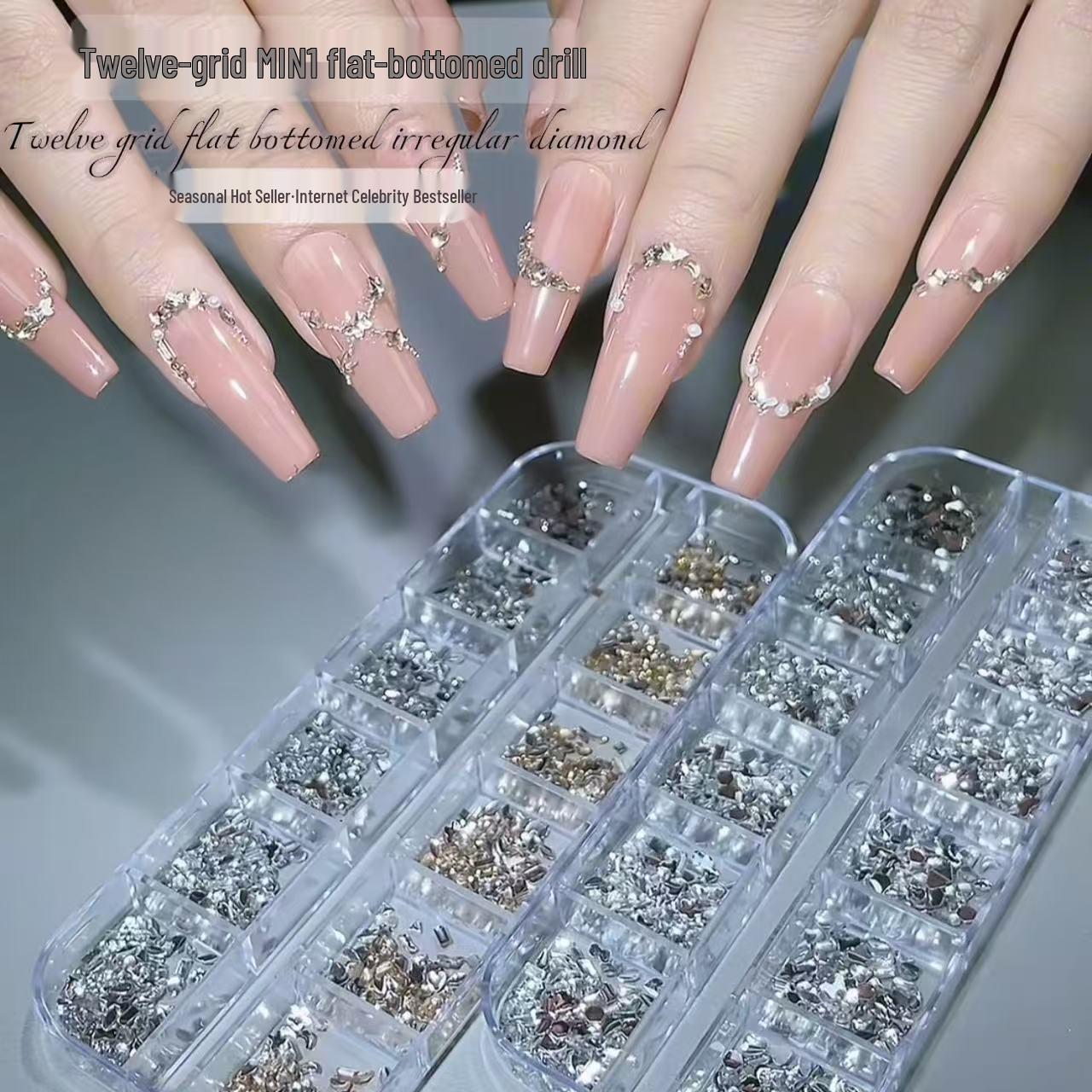 Mini Acrylic Flatback Irregular White Diamond Nail Art 12 Grid Acrylic Mini Irregular Diamond [White]