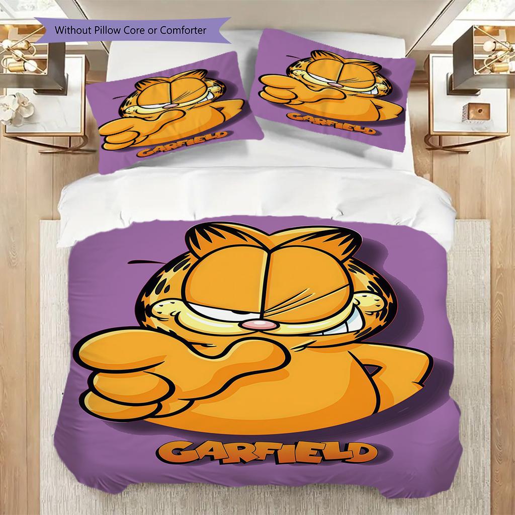 Garfield'S Adventures Comics Bedding 1 Duvet Cover 2 Pillowcase Without Core Bedding Set Christmas Birthday Gift Soft And Comfortable