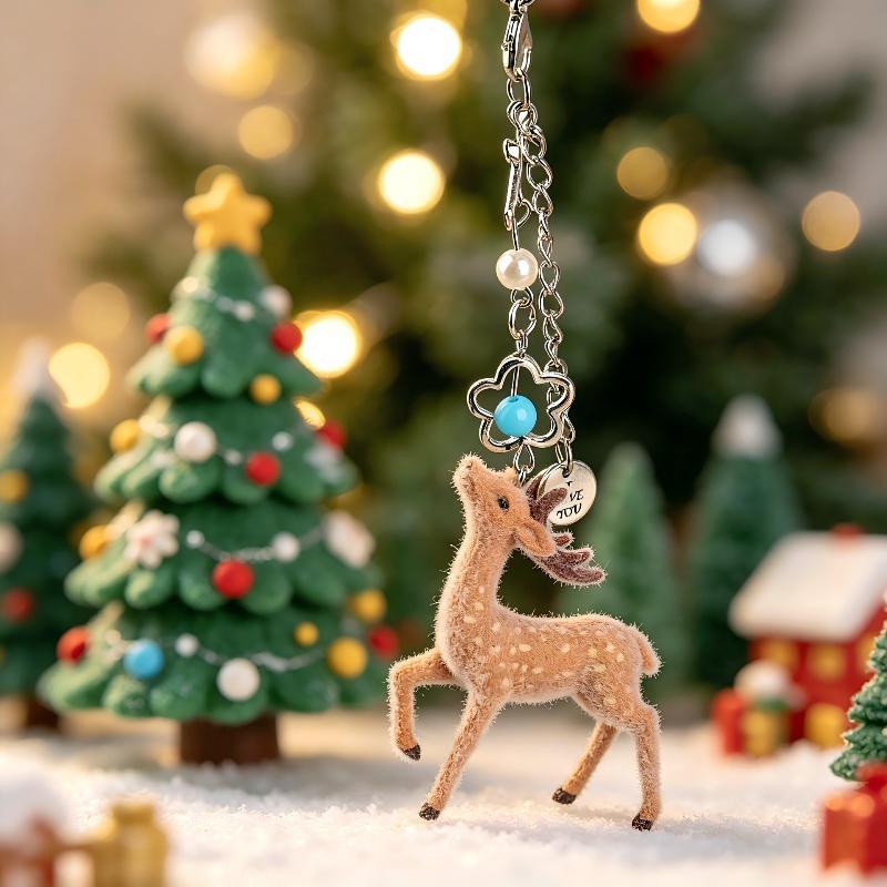 Cute Portable Deer Keychain 11.5Cm Length Korean Style Diy Bead Case Handmade Bag Pendant