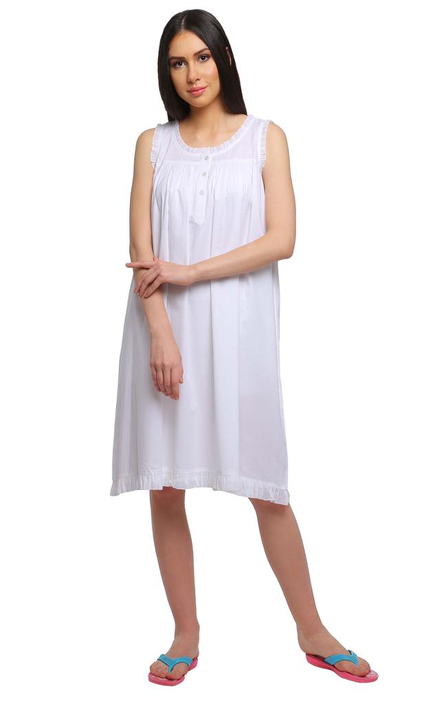 Moomaya Womena    s Solid A-Line Sleeveless Nightdress Cotton Sleepwear Gown