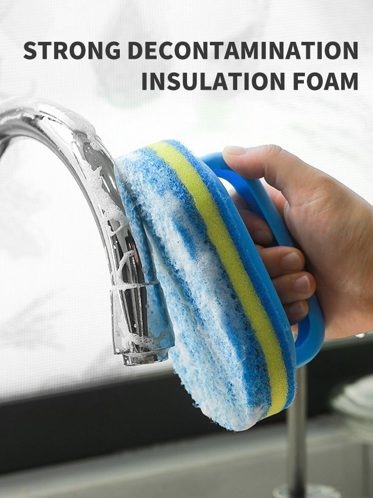 

Sponge Cleaning Brush With Handle, Large Thickened Pot And Dish Washing Brush, Suitable For Bathroom And Kitchen Cleaning Brush синий