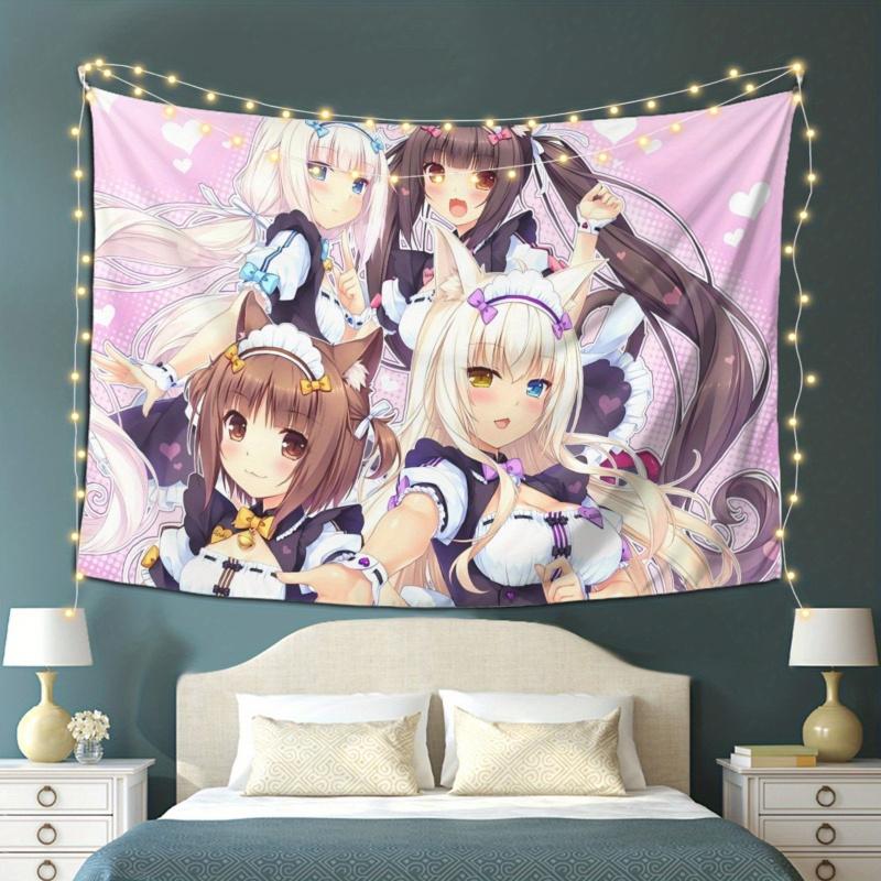 VIKAMA CatS Paradise All Maid Tapestry Anime Cute CatS Background Atmosphere Ins Style Room Decoration Home Decoration