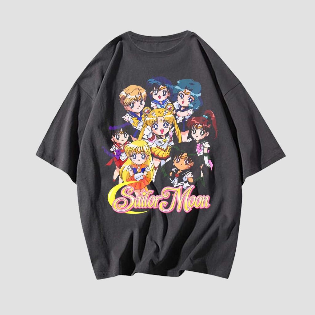 Japansk Sailor Moon Retro T-shirt Stil Oversized Herr Bomulls T-shirt Sommar Ny Retro Herr- och Dam Streetwear