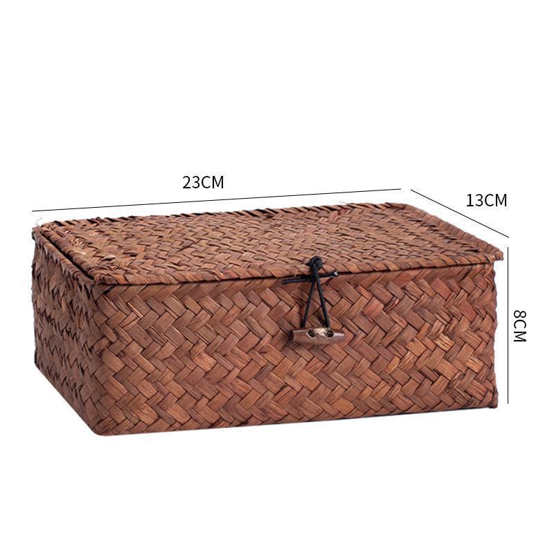 Woven Sea Vine & Bamboo Rectangle Snack Storage Basket