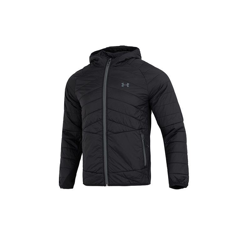

Under Armour Solid Color Zip-Up Hooded Cotton Jacket Men Black 1375447-001 M