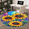 1pc Colorful Sunflower Round Carpet Anime Design Chair Mat, Non Slip Rug for Office & Home Decor
