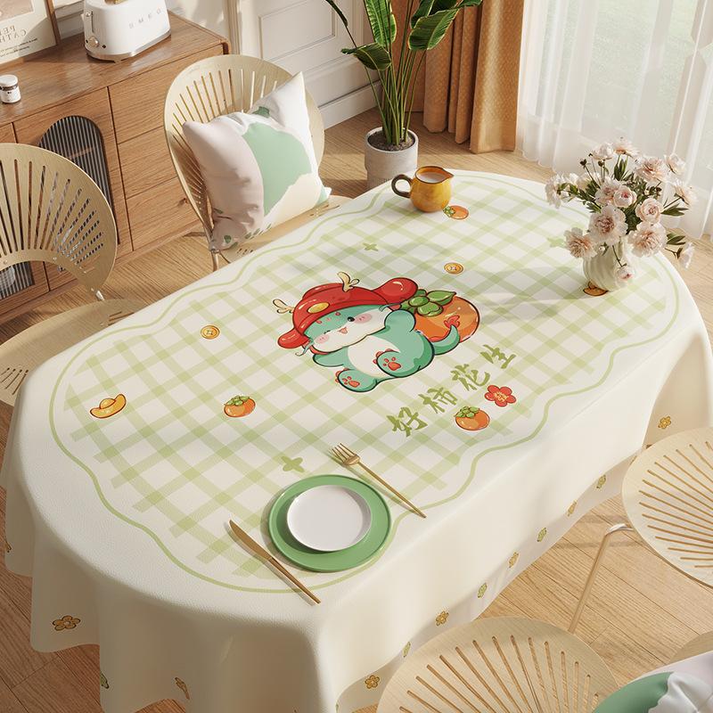 Year Of The Dragon Internet Celebrity Tablecloth Waterproof, Oil-Proof, Anti-Scalding, Leave-In Cartoon Dining Table Cloth, Tablecloth Thickened