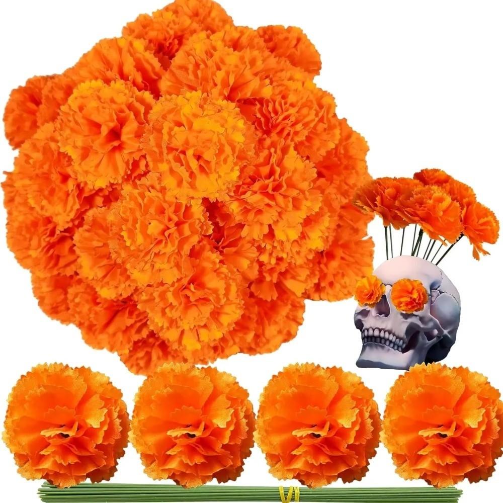 Portable Marigold Artificial Flowers Multifunctional Party Decor Marigold Flower Head Home DIY Craft