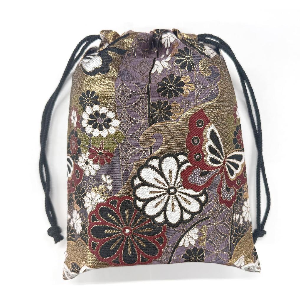 Goshuincho 19 x 26 Kordelzug Hergestellt in Gold Kyoto Nishijin Japanisches Muster Leicht [Mashur] Tasche, cm, Tasche, Japan, Brokat, Gewebe, [Schmetterling, Lila]