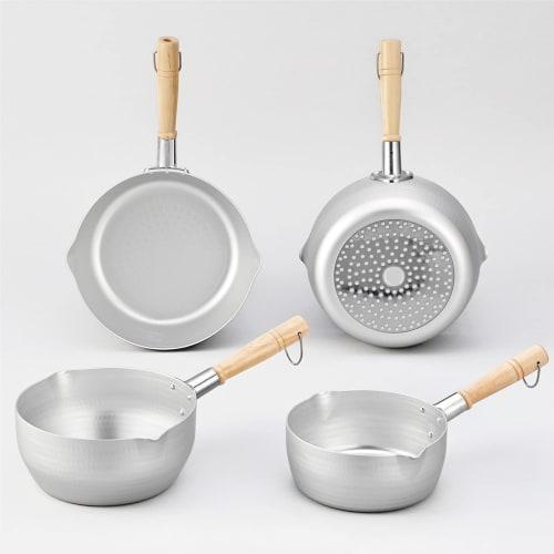 Hokuriku Aluminum Yukihira Pan, 24cm, Aluminum, IH Compatible, Made In Japan, for Simmered Foods, Anodized Aluminum Finish, Hanayuki (A-2744)