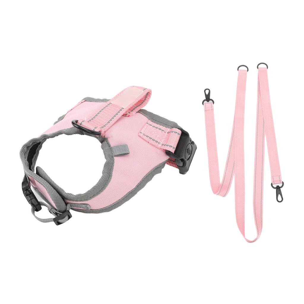 Dog Harness Vest with Leash Adjustable Reflective Padded Nylon Easy Control Pet Harness for Walking Medium Size Dog Pink