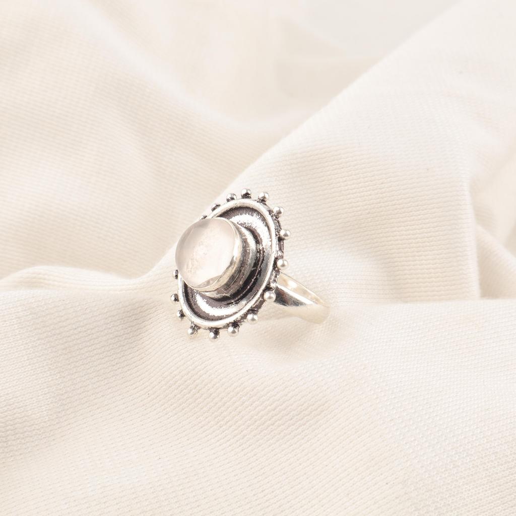 Rose Quartz Gemstone Jewelry, Handmade Silver Ring, 925 Sterling Silver Spiritual Ring, Boho Jewelry Gift For Grandma