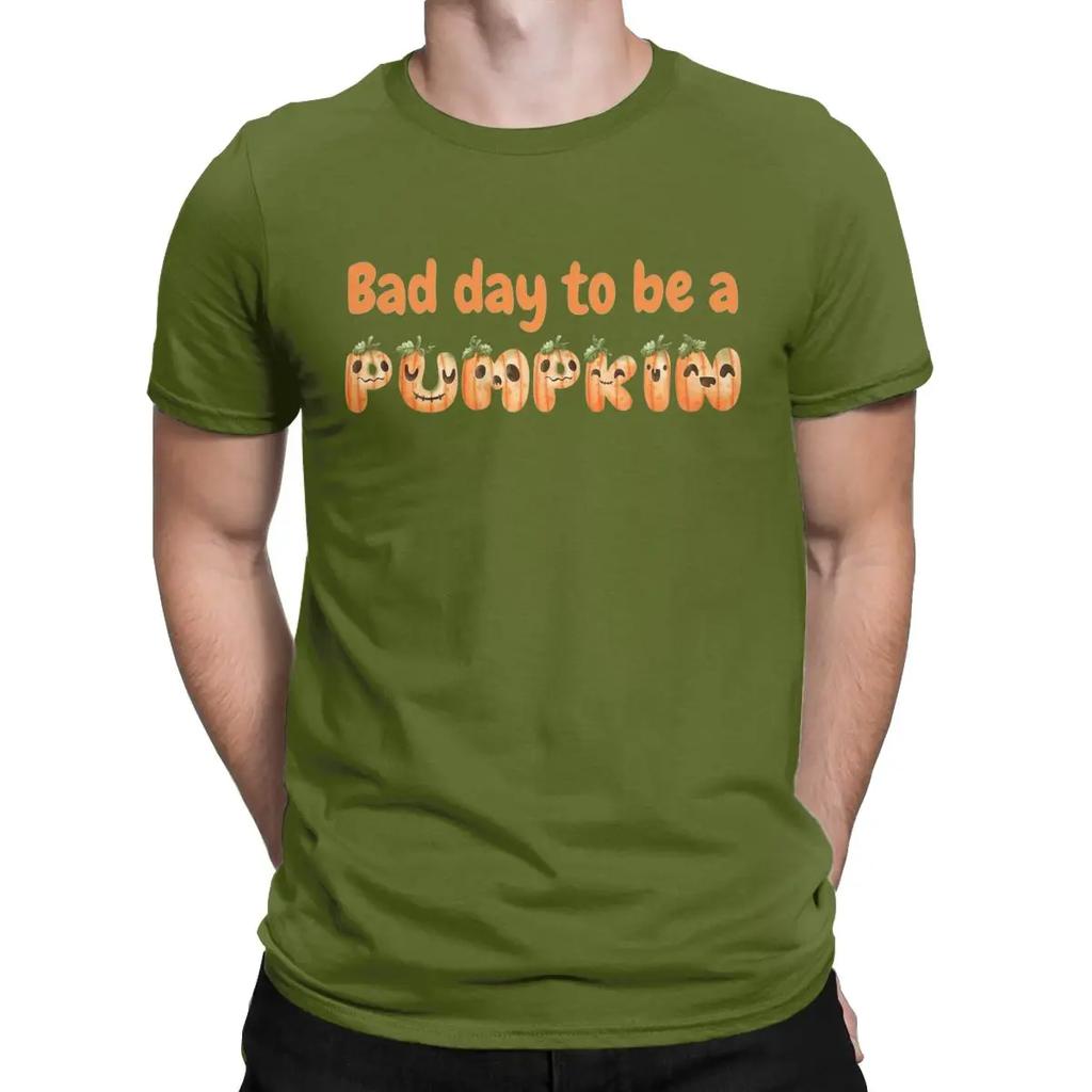 Men Bad Day To Be A Pumpkin Cute Halloween T Shirts Trick or Treat Cotton Clothes Funny Short Sleeve O Neck Tees Adult T-Shirt