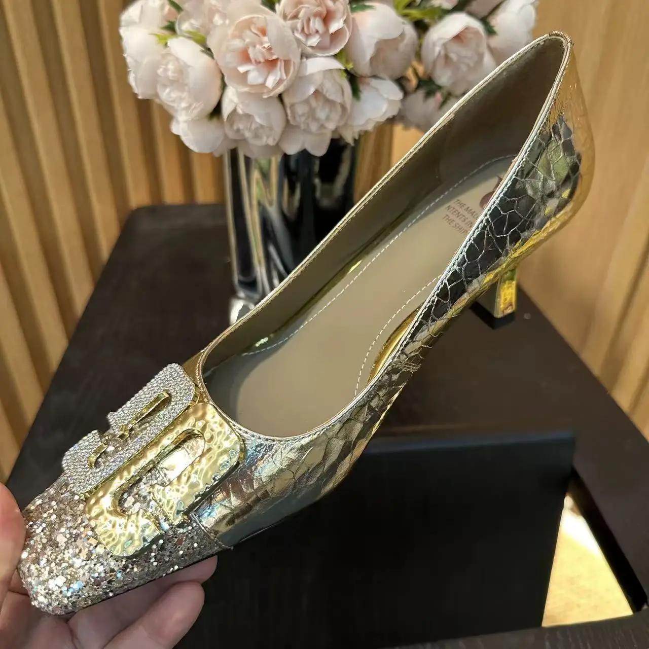 

Women Rhinestone Pumps 2025 New Designer High Heels Shoes Luxury Decorative Banquet Women Elegant Slip on High Heels Shoes Women 225