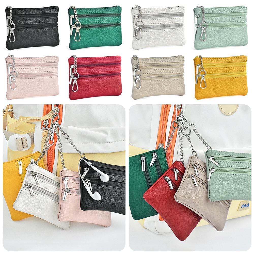 

PU Leather Money Coin Purse Waterproof Pocket Purse Durable Key Bag Women Men рожевий