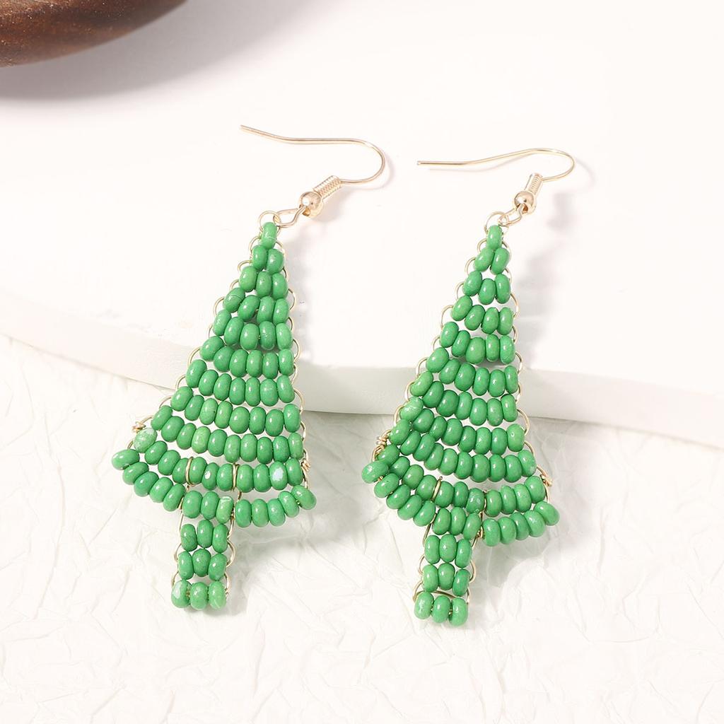 Halloween Creative New Green Hand-woven Christmas Tree Ear Hook Niche Simple and Versatile Model