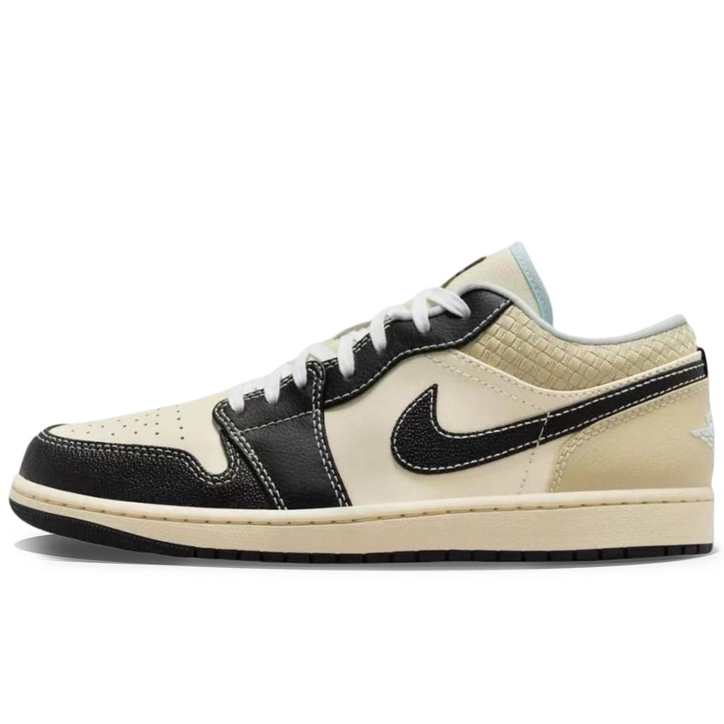 Jordan Air Jordan 1 Slip Resistant Slip Resistant Low Top Vintage Basketball Shoes Men's Ecru HQ3437-101(Team501-)