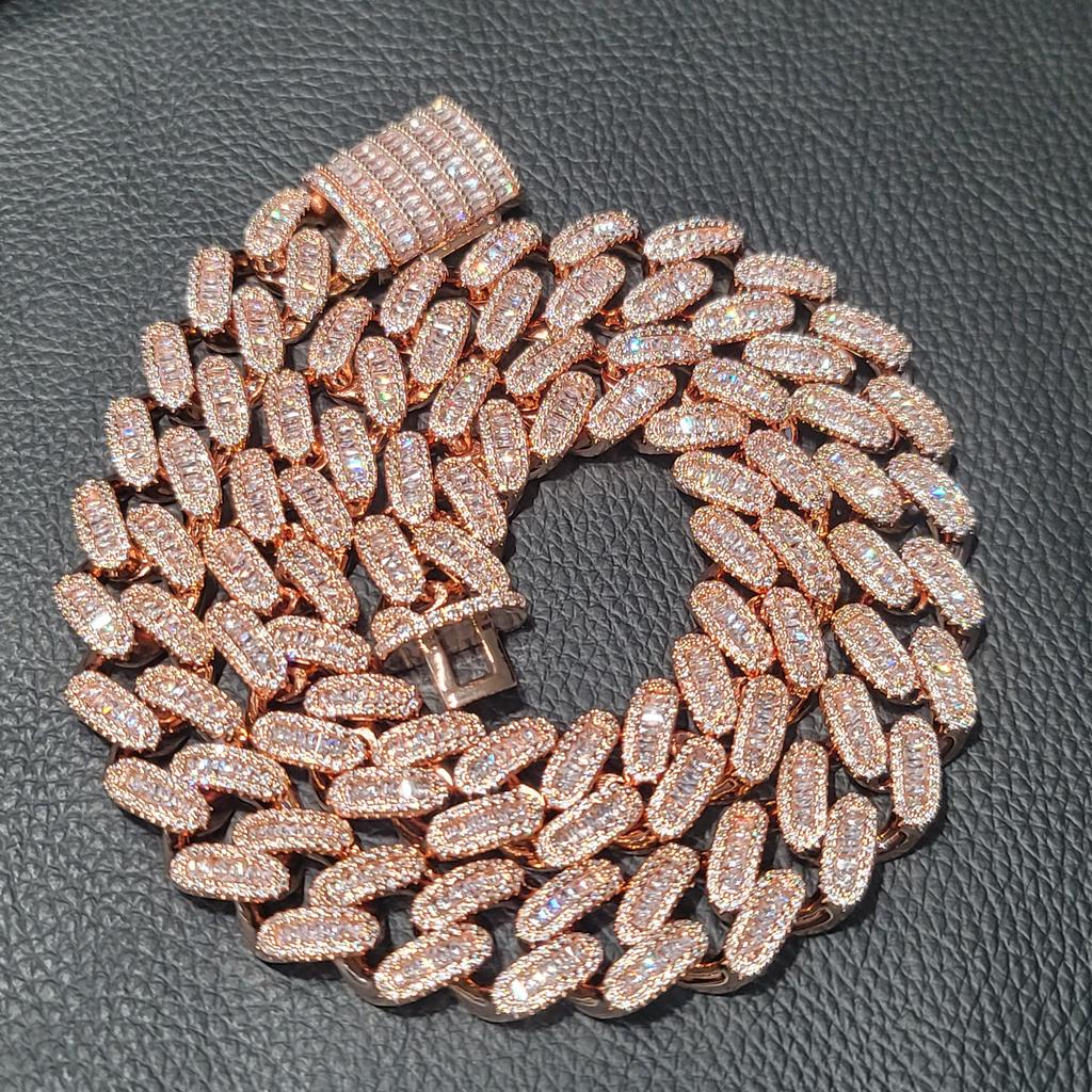 Módní Hip Hop Miami Kubánský Náhrdelník Řetízek Plný Diamantů 9mm 12mm 15mm 20mm 24mm Řetízky s Přívěskem Dlouhé Zapínání Spona Šperky Dárek