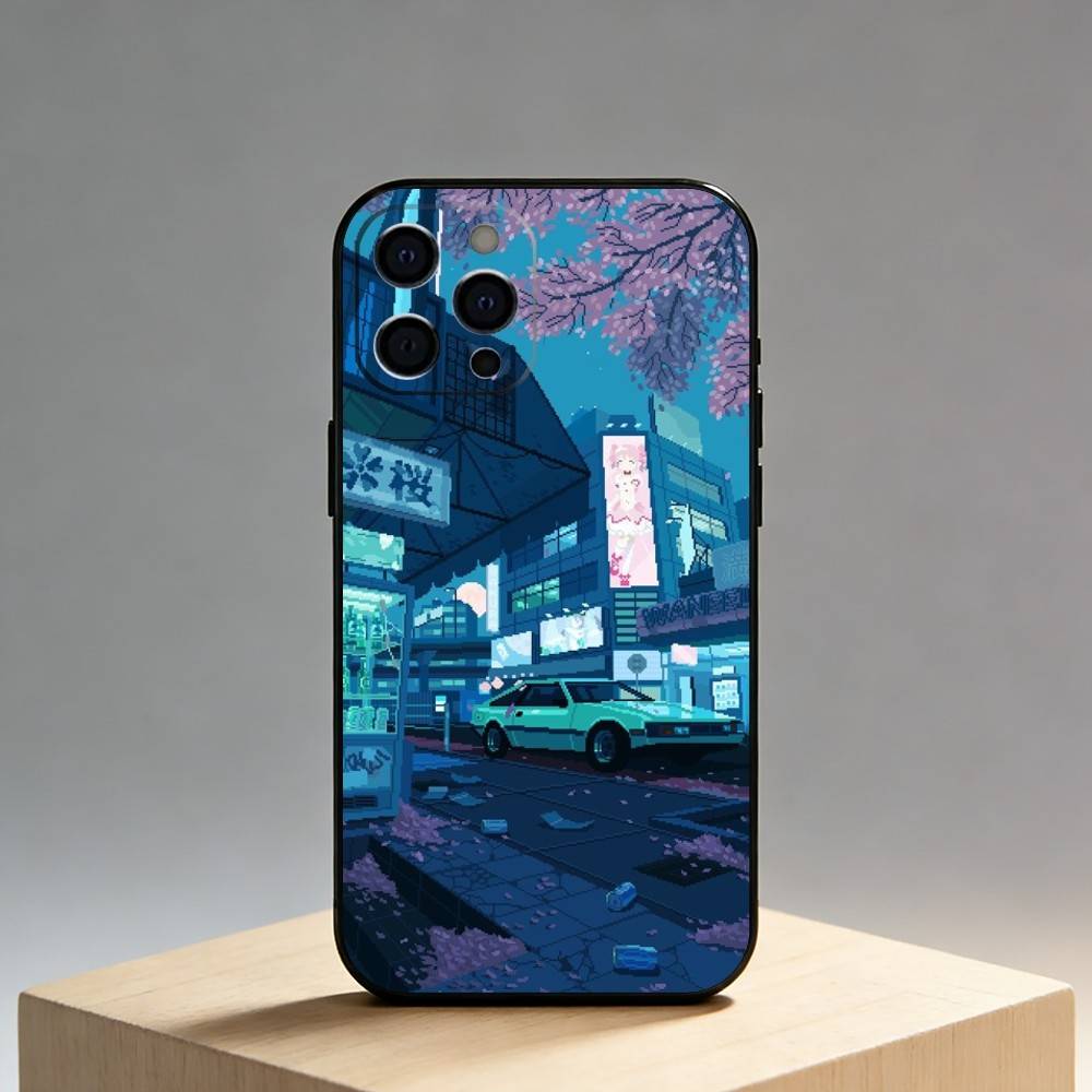 Japan Showa Era Phone Case For iPhone17,16,15,14,13,12 Plus,Max Soft Silicone Black Cover