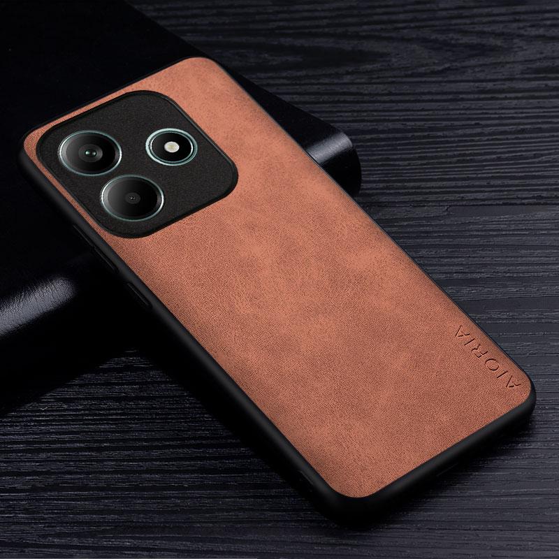 

Премиальный чехол для телефона из ПУ кожи для Xiaomi Redmi Note 14 Pro Plus 4G 5G, устойчивый к царапинам, однотонный, защитный чехол Note 14 4G коричневый