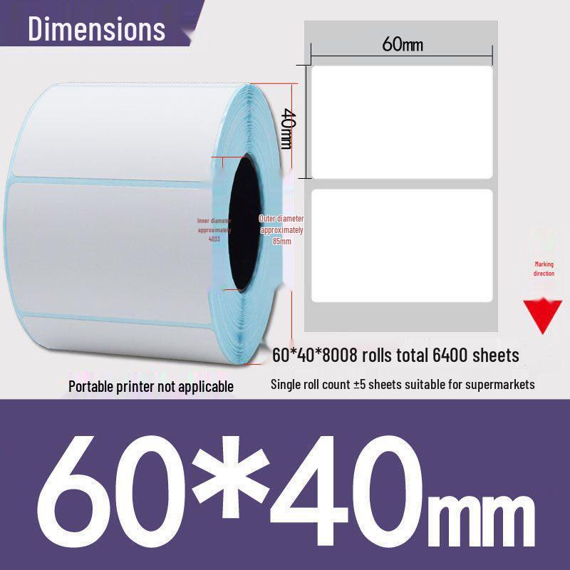 Thermal Self-Adhesive Barcode Print Labels for Logistics and Supermarket Scales (Sizes: 100 To 20)
