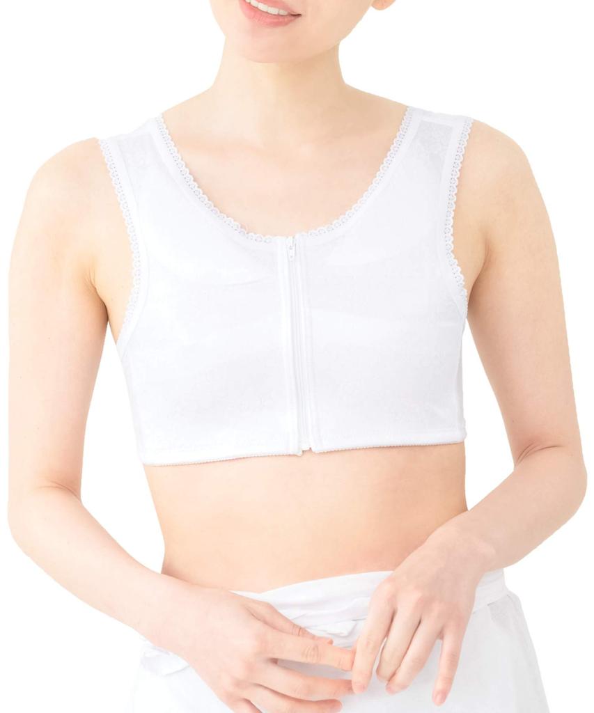 SOUBIEN Japanese Style Made in Front Floral Rose Size XL Bra, Shapewear, Summer/Year-Round, Japan, Zipper, Lace, Design, White, (uw0151k)