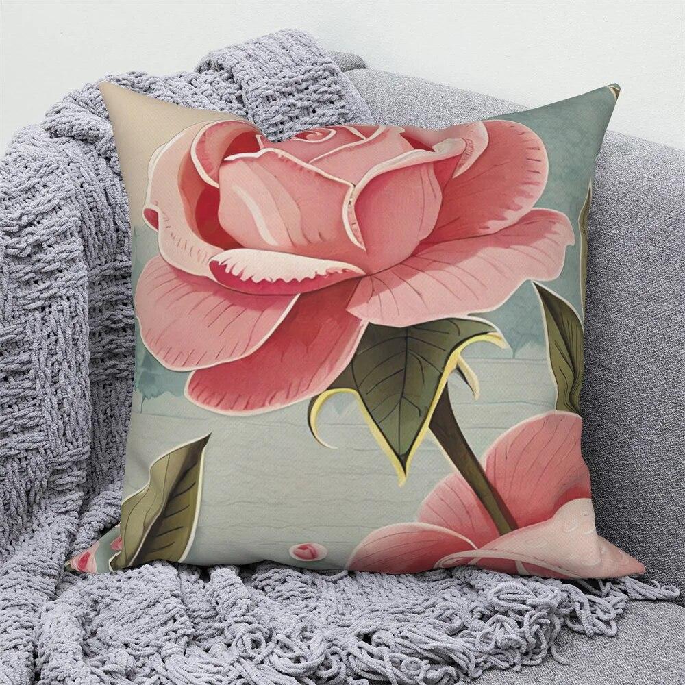 

Розовая наволочка с цветочным принтом, домашний декор, наволочка для дивана, автомобиля 40x40cm