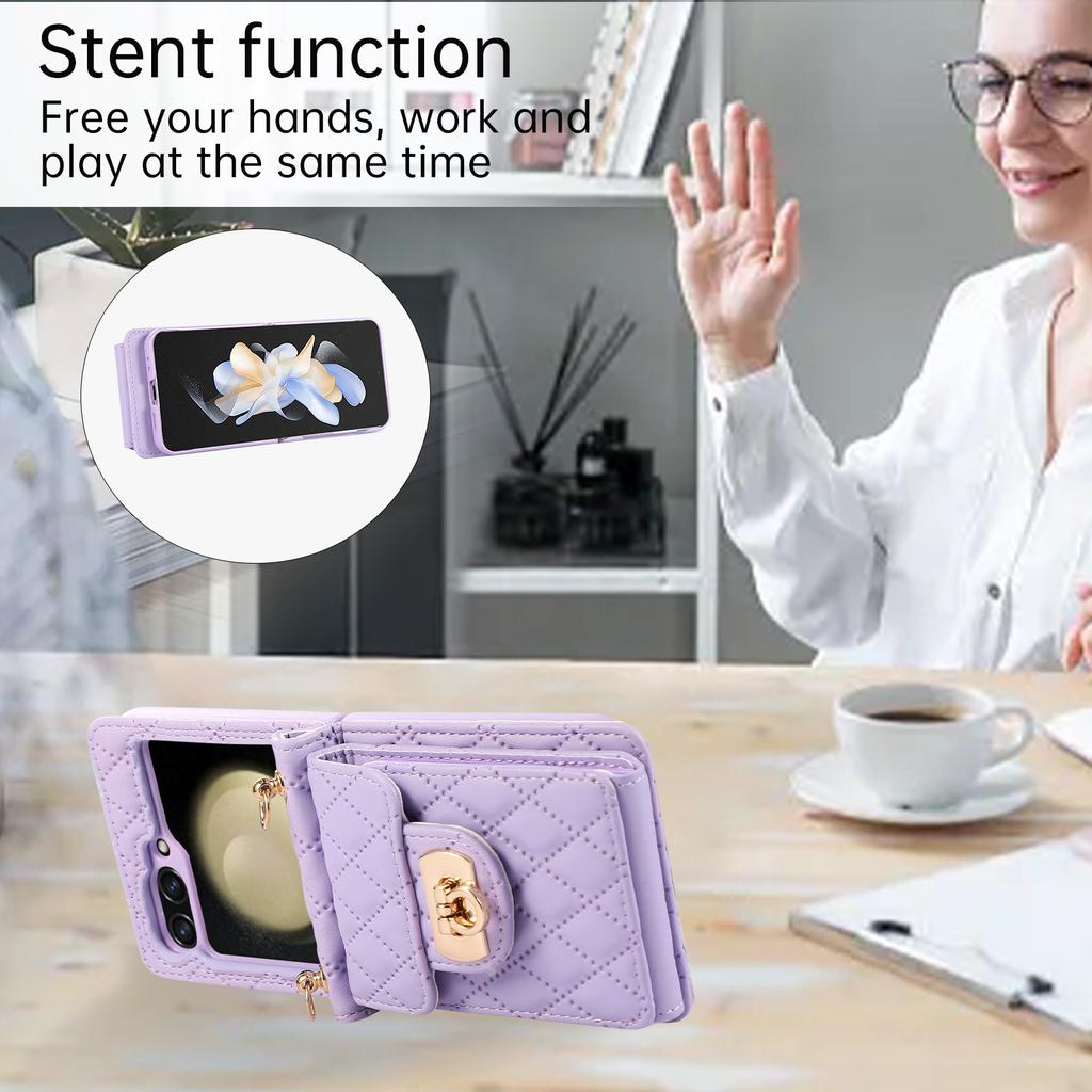 Crossbody Multi Long Lanyard Case for Samsung Galaxy Z Flip 5 4 3 Flip5 Flip4 5G Cards Slot Leather Wallet Metal Buckle Cover