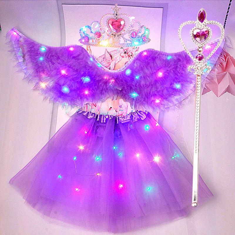 Children's Glowing Angel Wings with Colorful Neon Lights for Mid-Autumn and Halloween Festival Performances