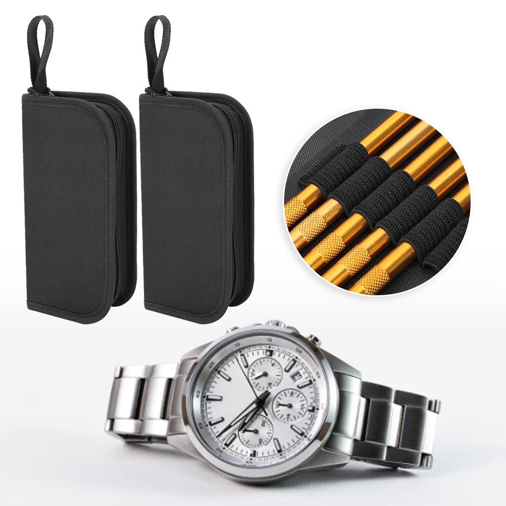 2 pezzi multifunzionale strumenti di riparazione orologi accessorio liscio borsa portaoggetti con cerniera
