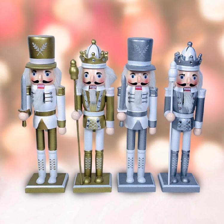 12 Inch Wooden Nutcracker Soldier King Figurine Christmas Decor for Shelve Table