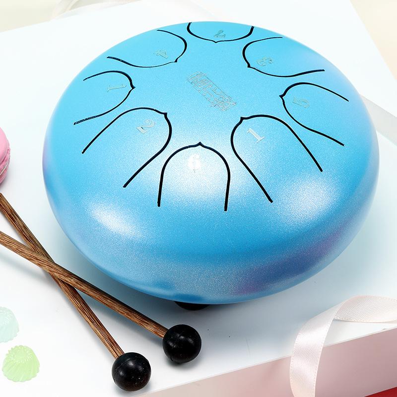 6 Inch 8 Note Tongue Drum Sound Therapy Steel Tongue Drums Healing Professional Percussion Music Instrument Accessories Children's Musical Taiko Drum