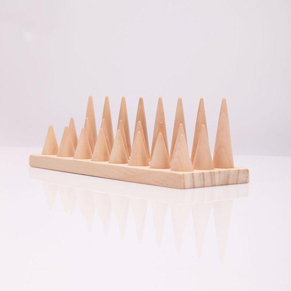 Decorative Wood Cone Ring Display Stand Retro Ring Storage Rack Crafts Bangle Storage Tray  Key