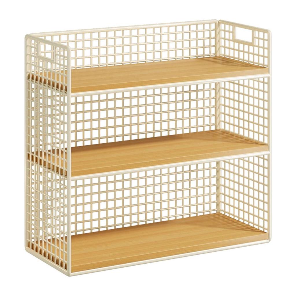 Multifunctional Rustic Wooden Desk Storage Shelf for Bedroom