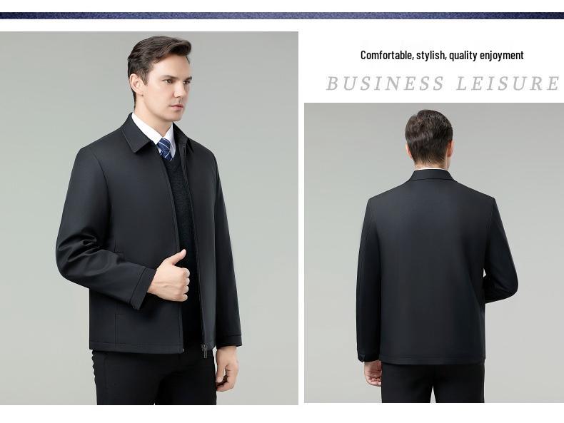 Brand Men's Cold-Proof Cotton Jacket: Autumn Winter Business Casual Non-Iron Warm Silk Coat for Middle-Aged Men