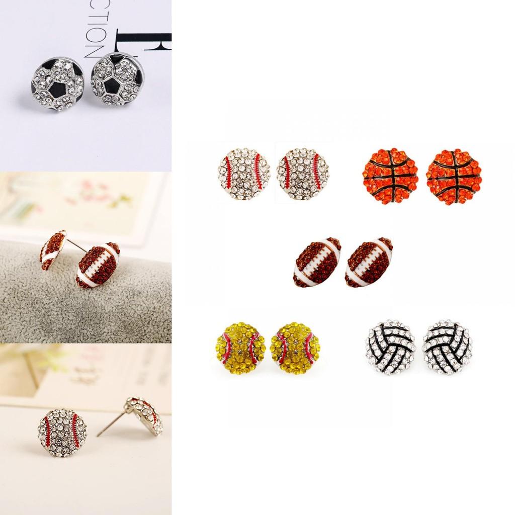 Spring 2023 Trend Basketball Baseball Volleyball Earrings With Sparkling Zirconia