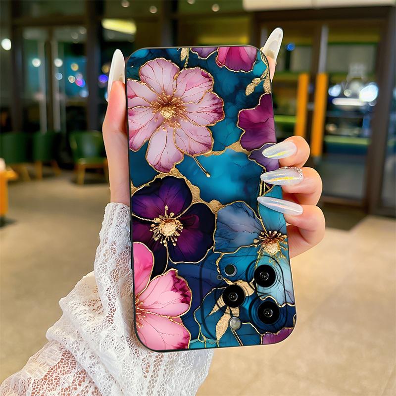 New Creative Fashion Glass Flower Cover Design Mobile Phone Case