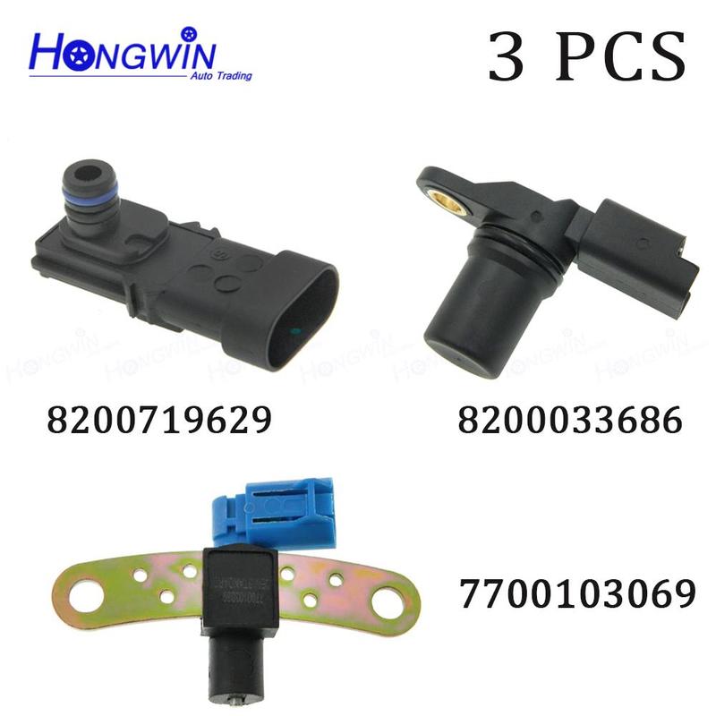 3 PCS Map + Crankshaft Camshaft Position Sensor 8200033686 7700103069 8200719629 For Renault Clio Megane Kangoo Scenic Laguna
