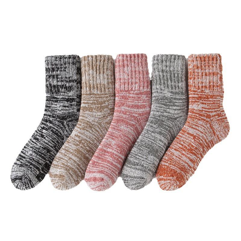 5/10 Pairs Comfortable Casual and Versatile Autumn Winter Women's Socks Multi Color Retro Color Scheme Thickened Warmth Fleece Socks for Women