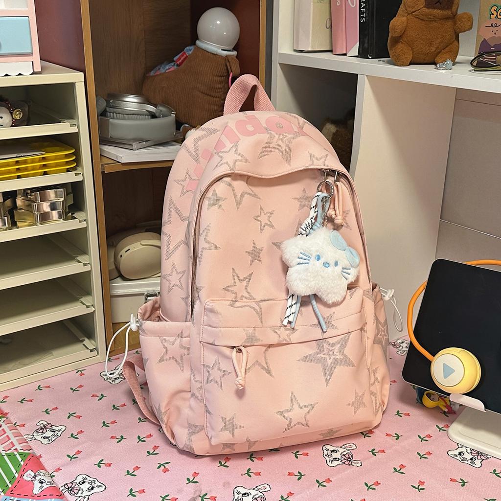 Schoolbag Star Printed Backpack Women's Large Capacity 11-inch Computer Bag Junior High School Student High School Student College Student Commuter