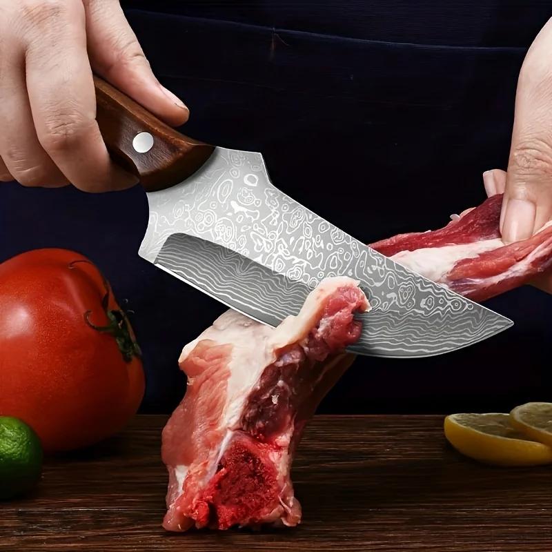 PLYS Meat Cutting Knife With Sheath, Sharp High Carbon Steel Outdoor Knife For Meat And Fruit, Portable Knife For Meat Cutting