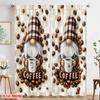 2pcs,2D plane printing Curtains Coffee Gnomes Durable Polyester (without rod) Room Decor Use for Living Room, Office, Kitchen,