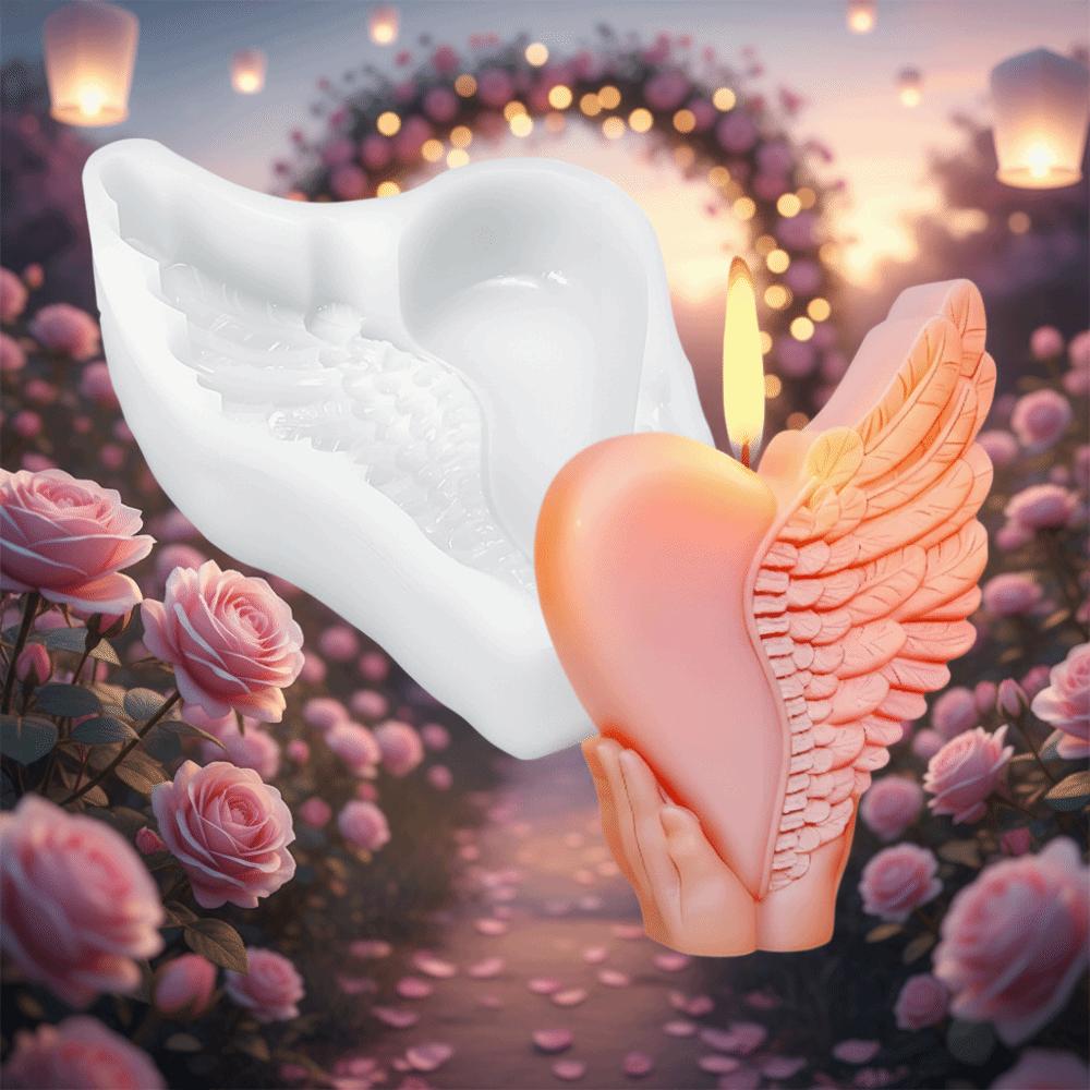 3D Love Wing Candle Mold Reusable Non-stick Valentine's Day Handmade Soap Mold Silicone DIY Heart Wing Resin Mold Couple Gift
