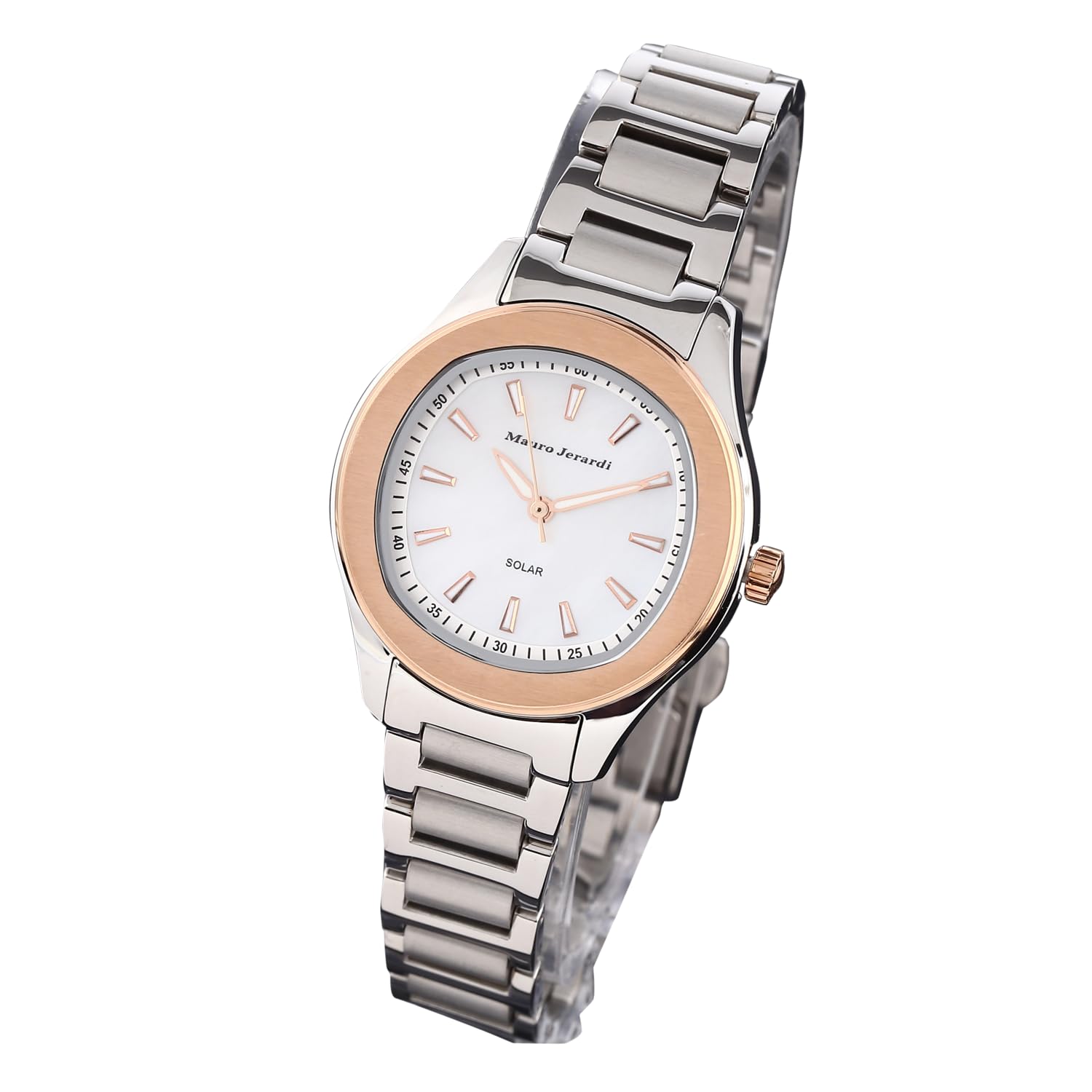 

3 ATM water [Mauro Gerardi] Solar-powered, all-stainless steel, resistant, women s watch, mother-of-pearl dial, MJ054-1