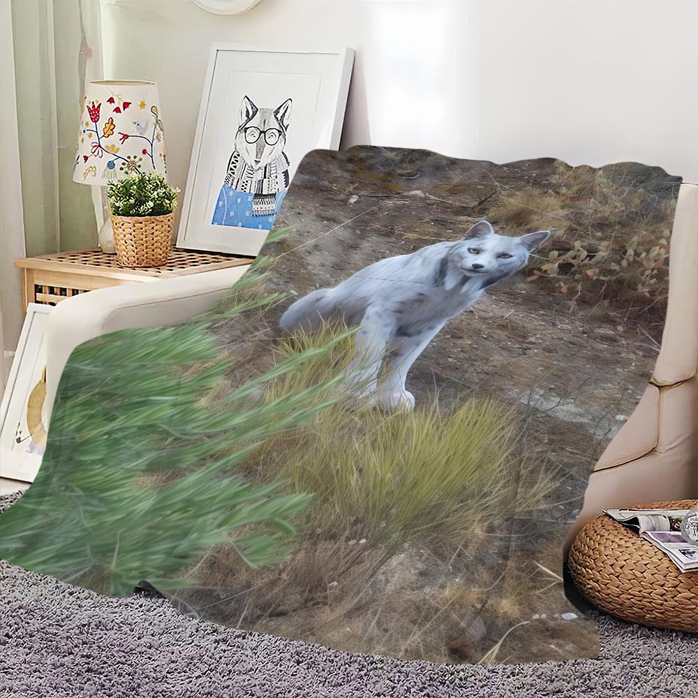 Cute A Albino I Iberian Lynx Blanket For Soft Throw Blanket for Picnic Bed Sofa Home Bedroom Cozy Warm Comfortable 75X95CM