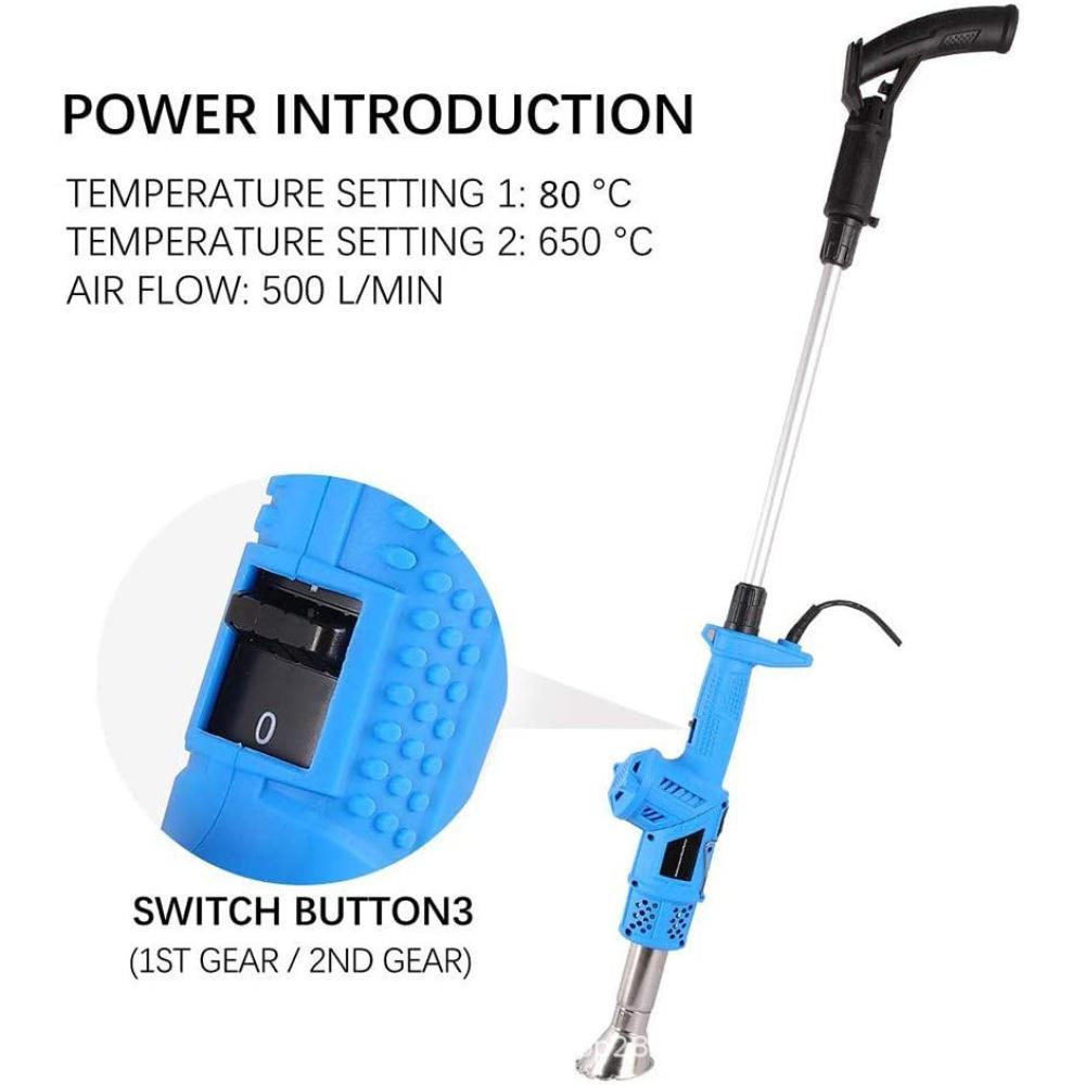 Pistolet à air chaud électrique 3 en 1 2000 W, désherbant, briquet barbecue, lance-flammes, brûleur de mauvaises herbes thermique, outil de jardin, désherbeur thermique