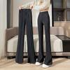 Women's Drapey High Waist Horseshoe Flare Pants - Black, Autumn/Winter, Wide Leg, Casual, Slight Flare Suit Style